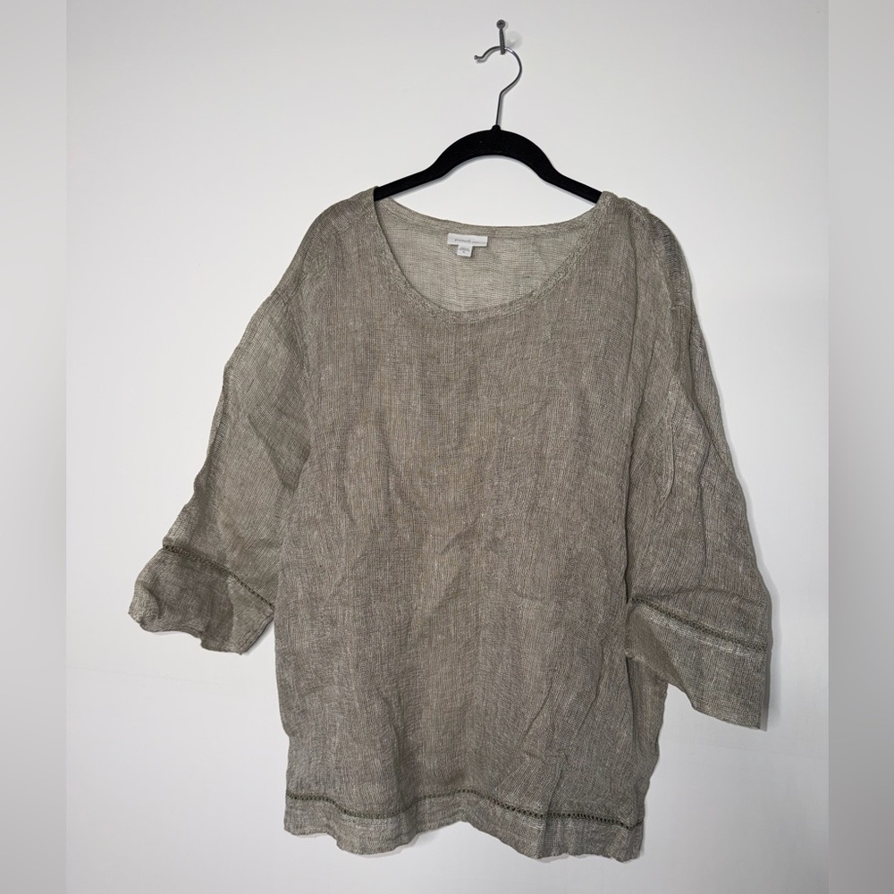 Pure Jill linen Casual Women's Linen Blouse - Taupe
